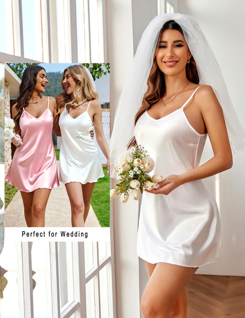 Avidlove Sexy Nightgowns for Women Satin Nighty Nightdress Silky Slip Dress V Neck Sleepwear Bridal Lingerie - Image 4